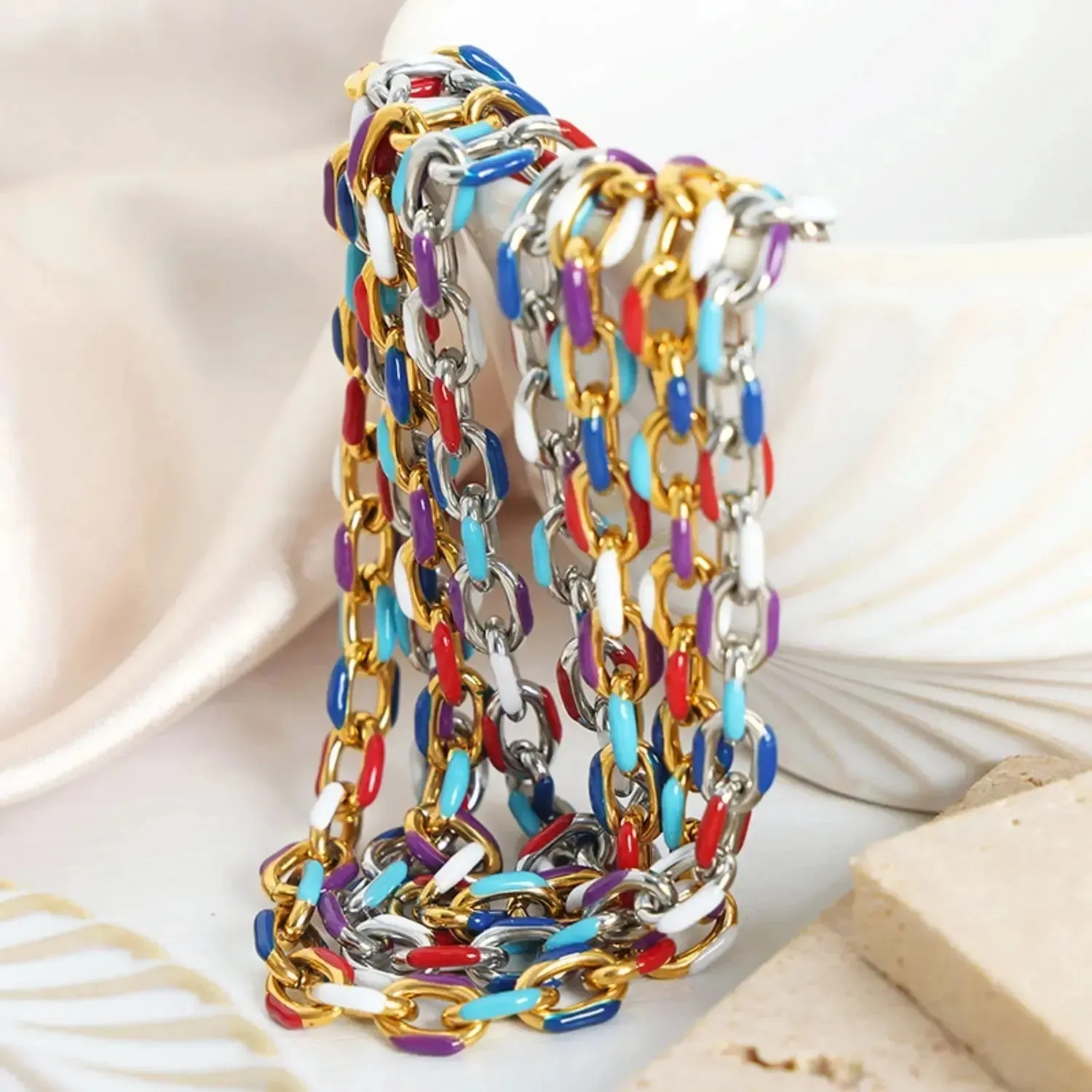 LOVCIA Titanium Steel Oil Drip Chain Bracelet