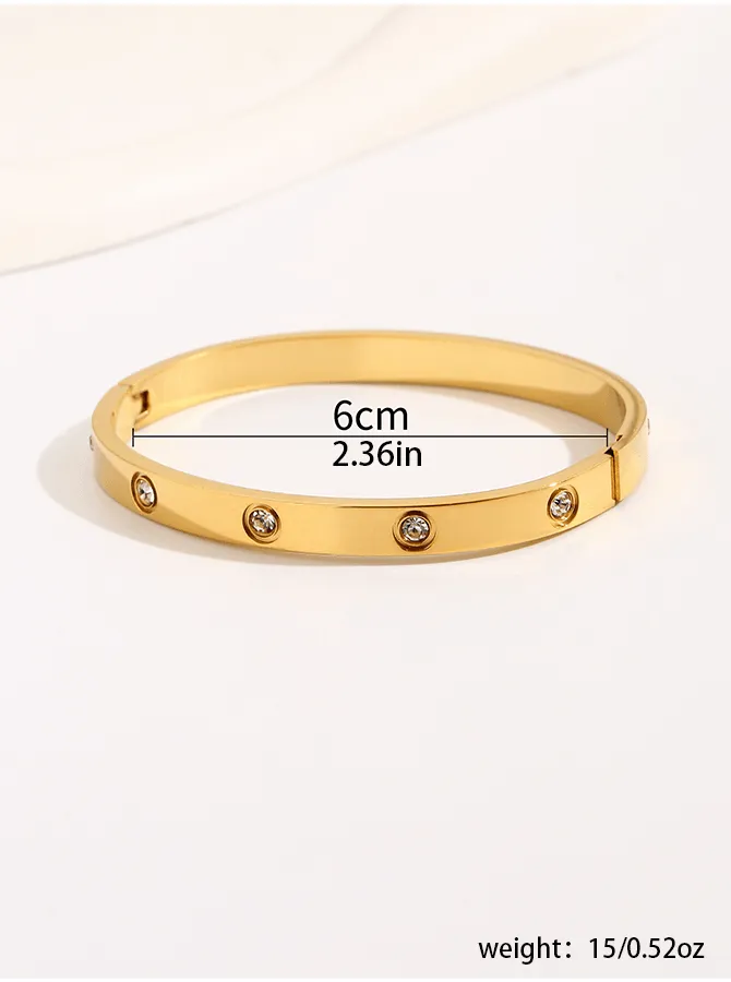 LOVE BRACELET,Simple Premium White Rhinestone stainless steel 18K Gold Ladies Bracelet