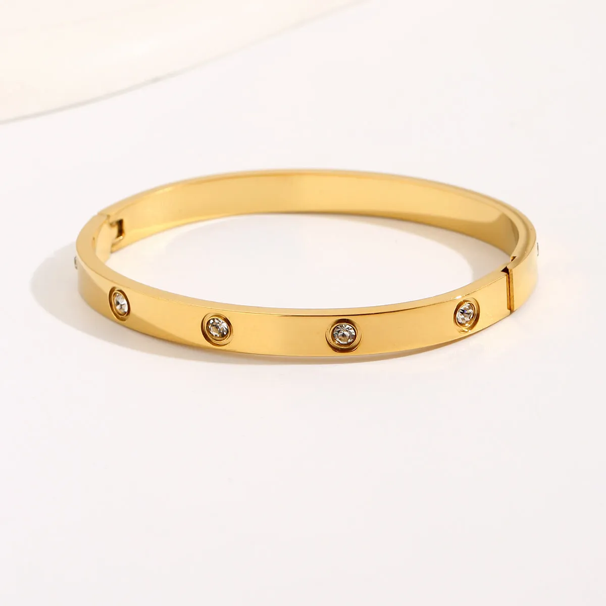 LOVE BRACELET,Simple Premium White Rhinestone stainless steel 18K Gold Ladies Bracelet
