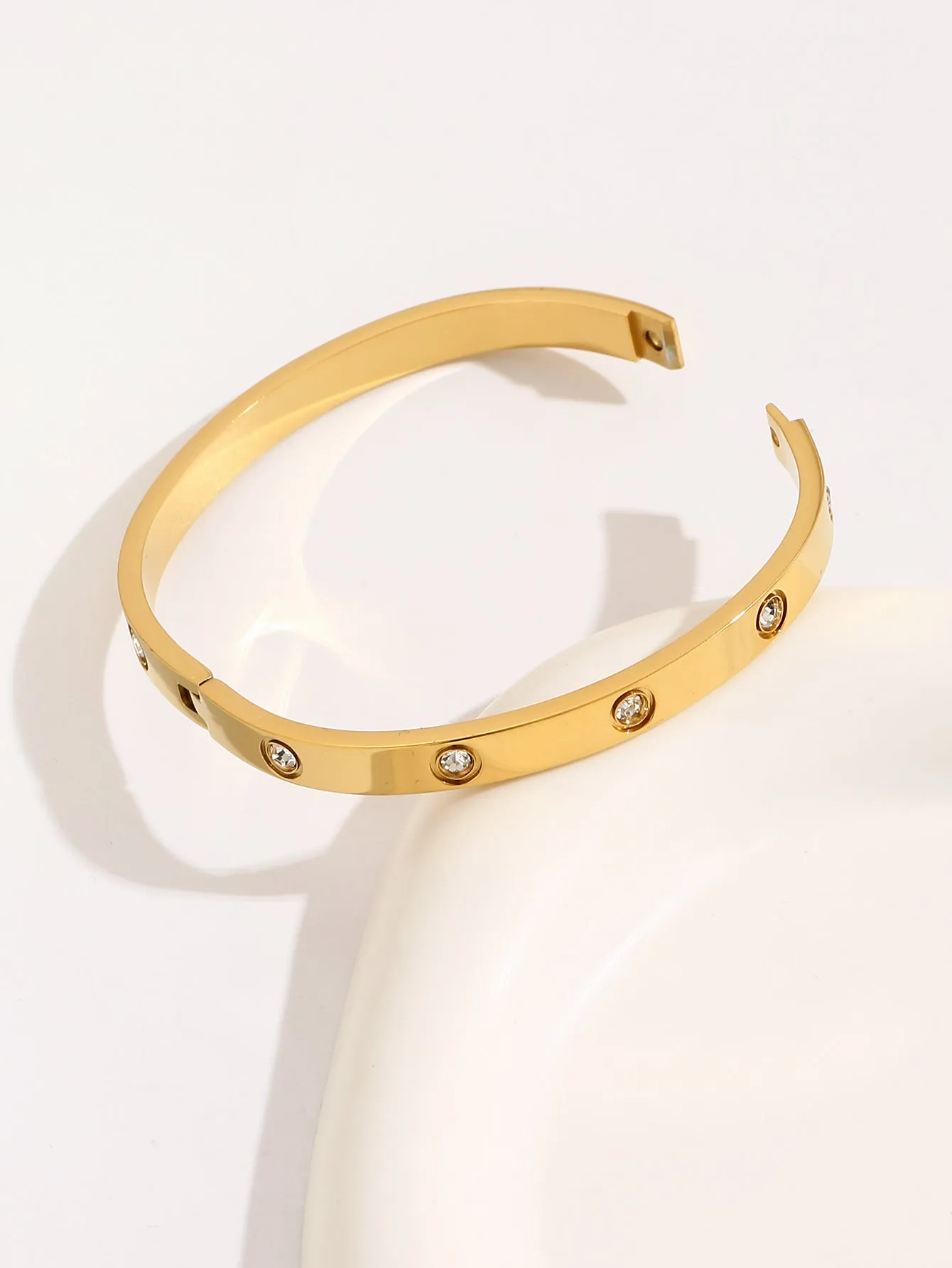 LOVE BRACELET,Simple Premium White Rhinestone stainless steel 18K Gold Ladies Bracelet