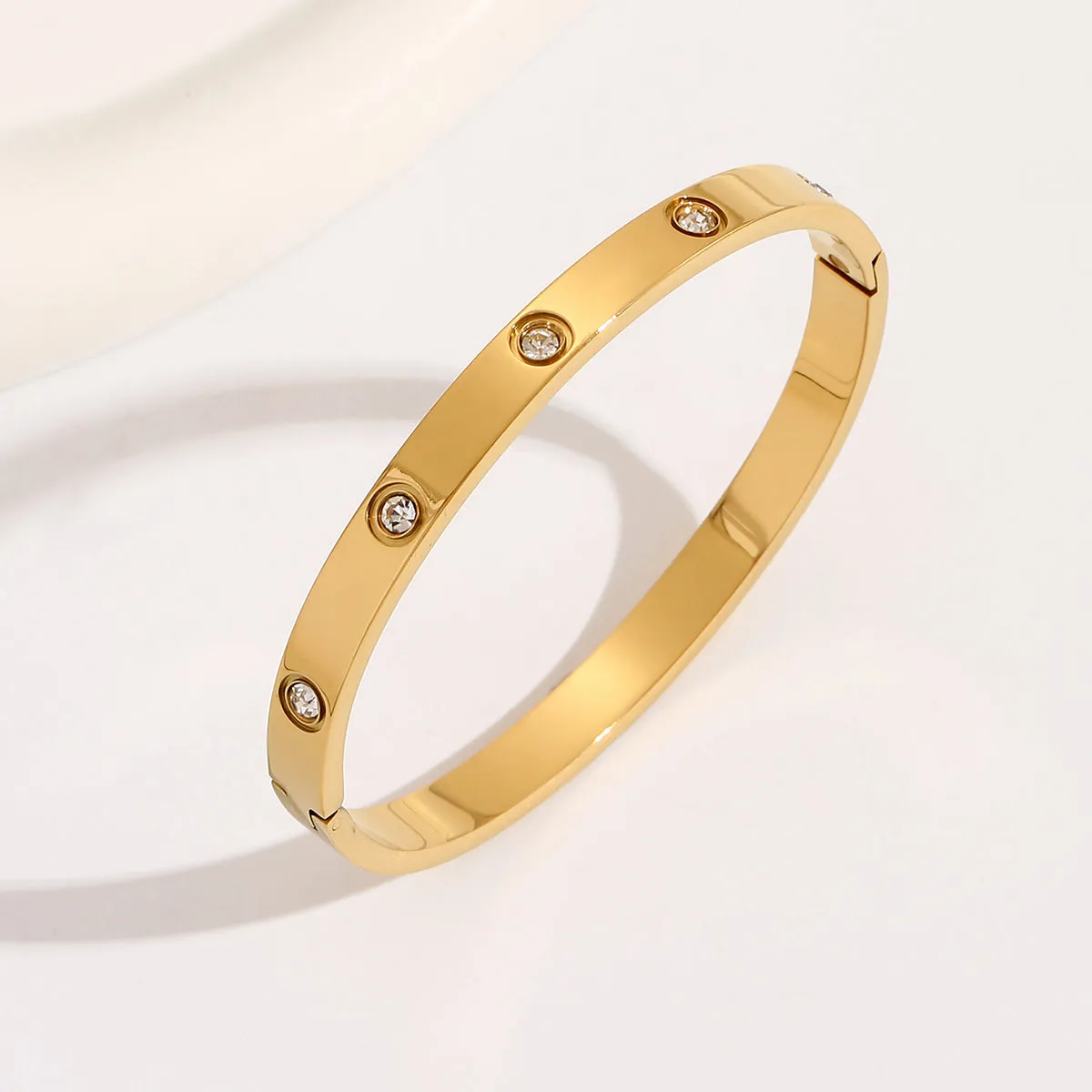 LOVE BRACELET,Simple Premium White Rhinestone stainless steel 18K Gold Ladies Bracelet