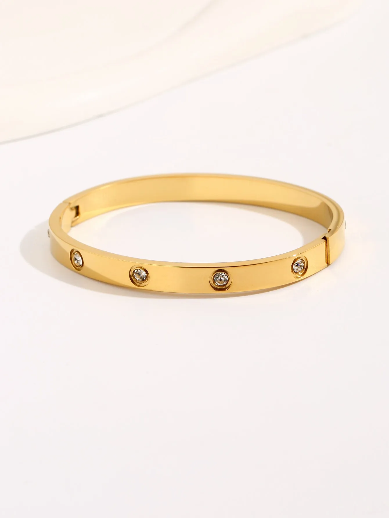 LOVE BRACELET,Simple Premium White Rhinestone stainless steel 18K Gold Ladies Bracelet