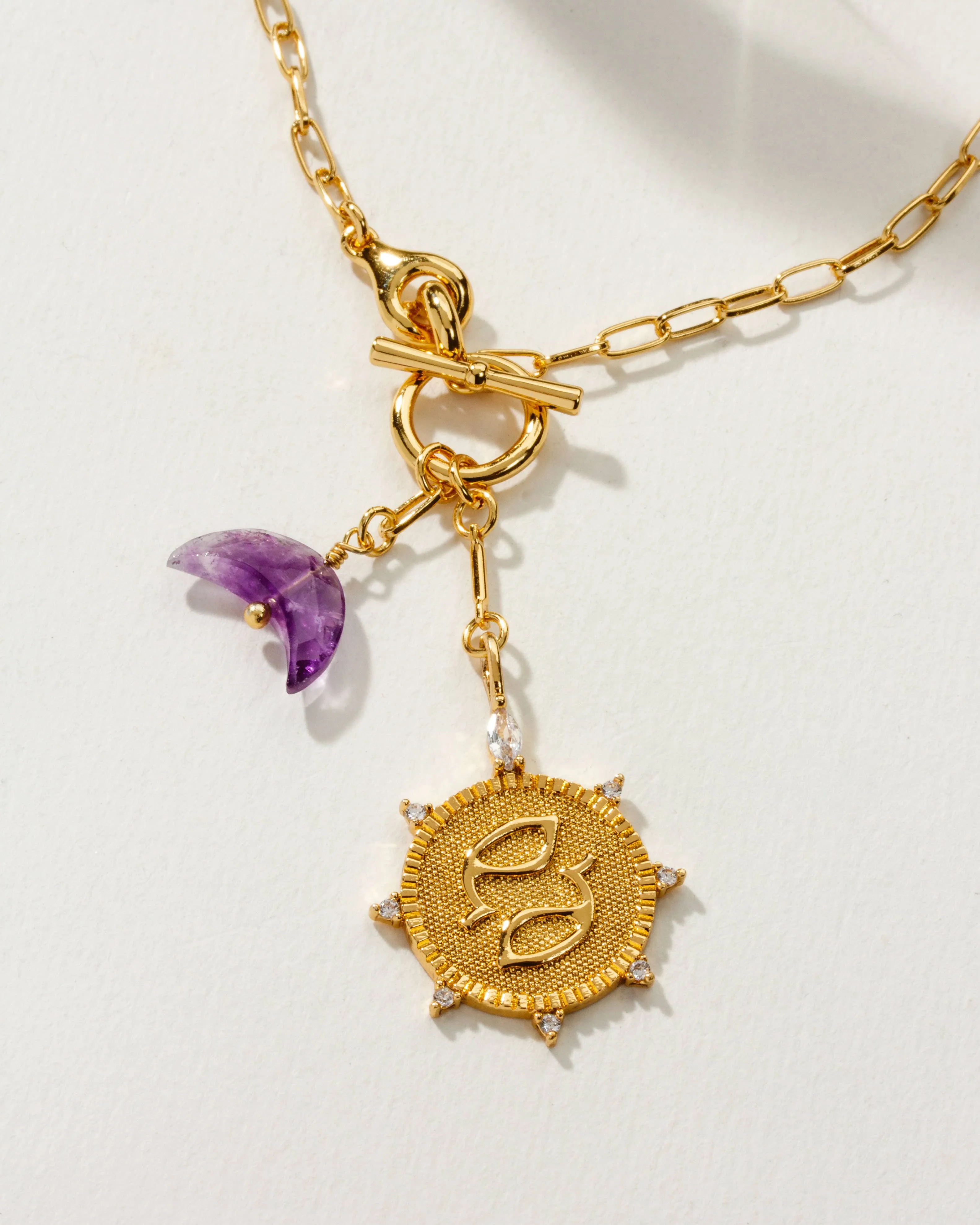 Lunar Crescent Zodiac Necklace