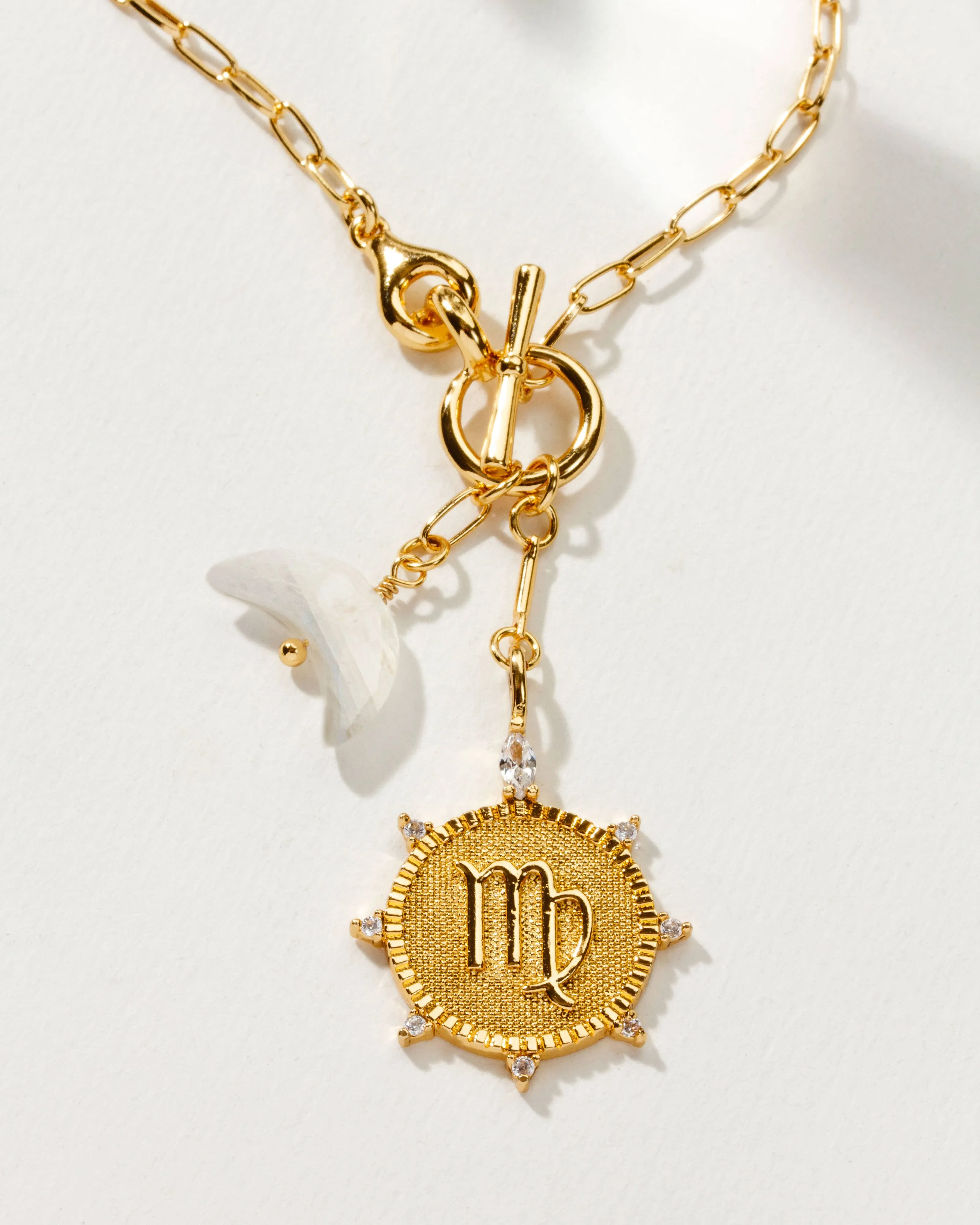 Lunar Crescent Zodiac Necklace