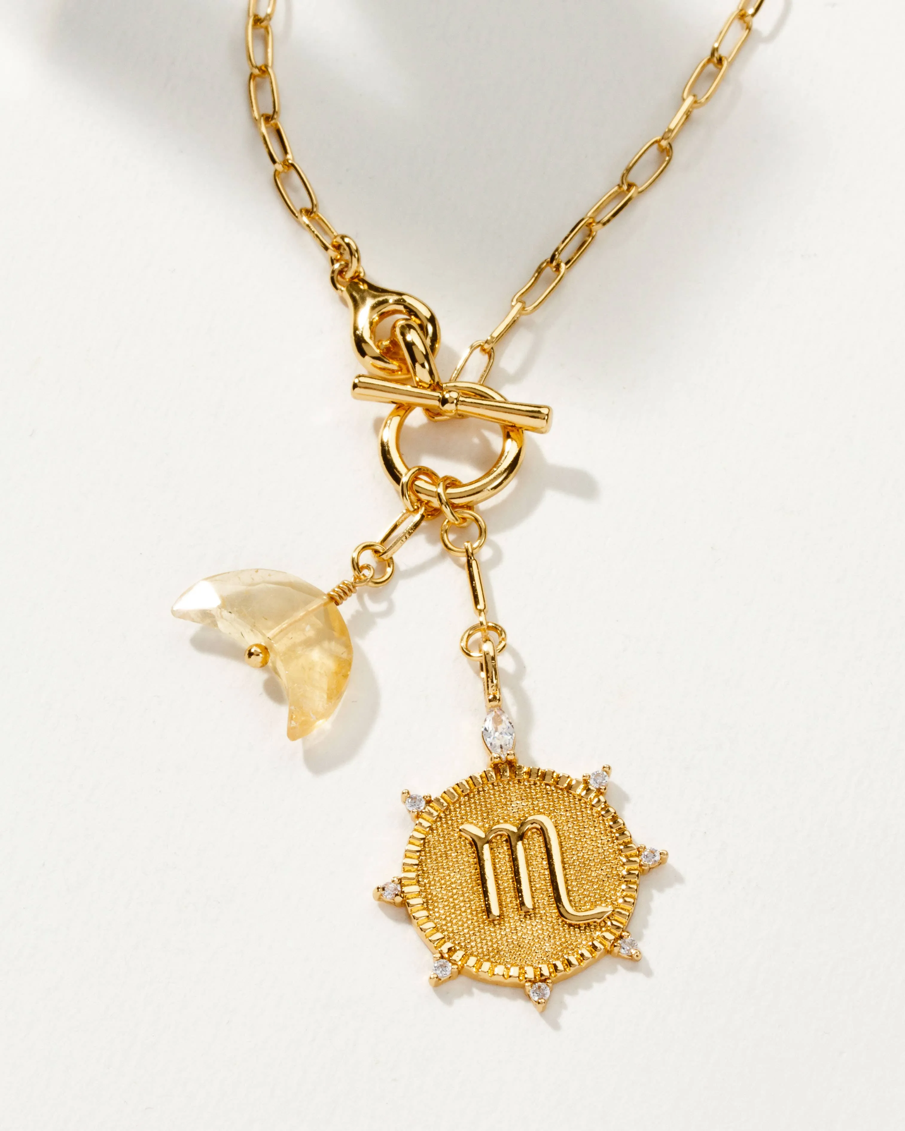 Lunar Crescent Zodiac Necklace
