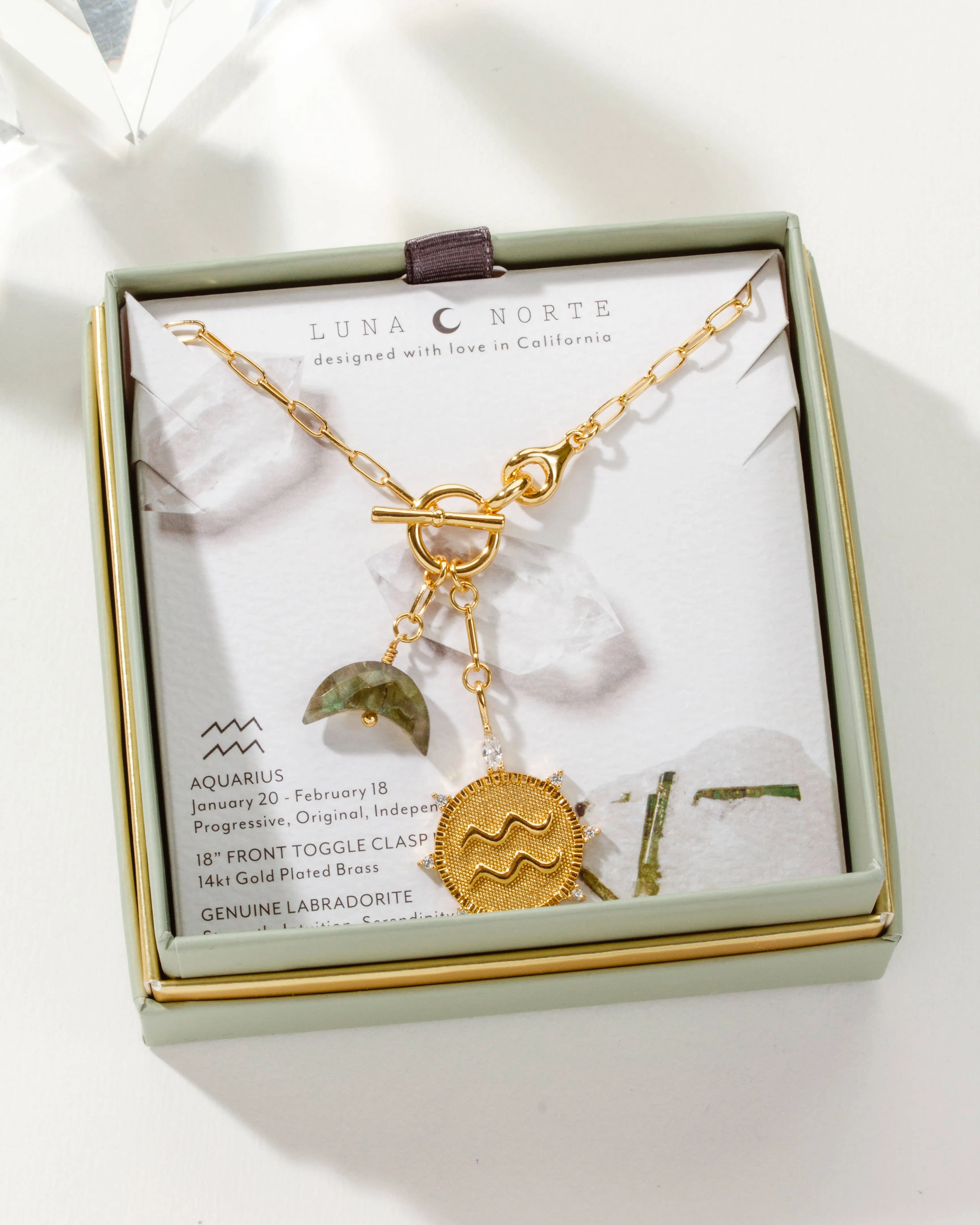 Lunar Crescent Zodiac Necklace