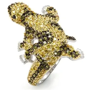 Luxurious Gold and Ruthenium Brass Ring with Sparkling AAA Grade CZ