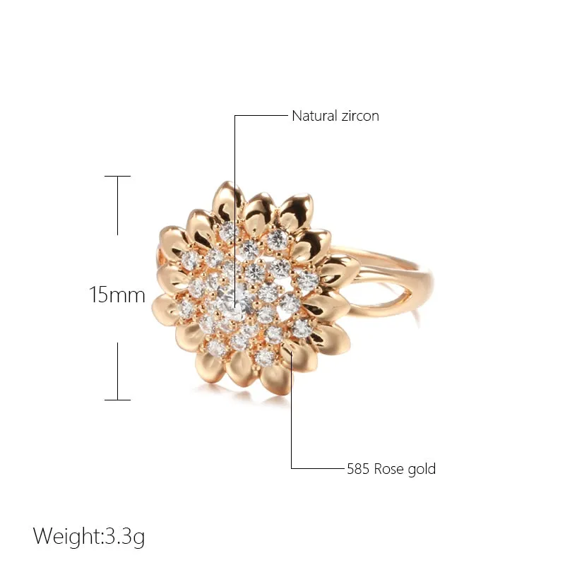Luxury Full Zircon Geometric Flower Rings For Women