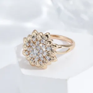 Luxury Full Zircon Geometric Flower Rings For Women