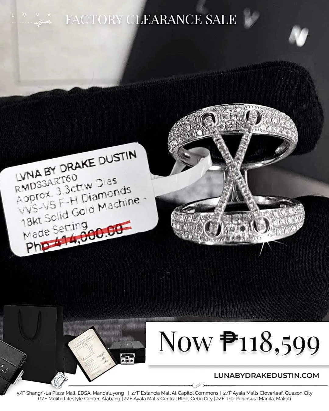 #LVNA2024 | LVNA Signatures Unisex Link Paved Stack Diamond Ring 18kt