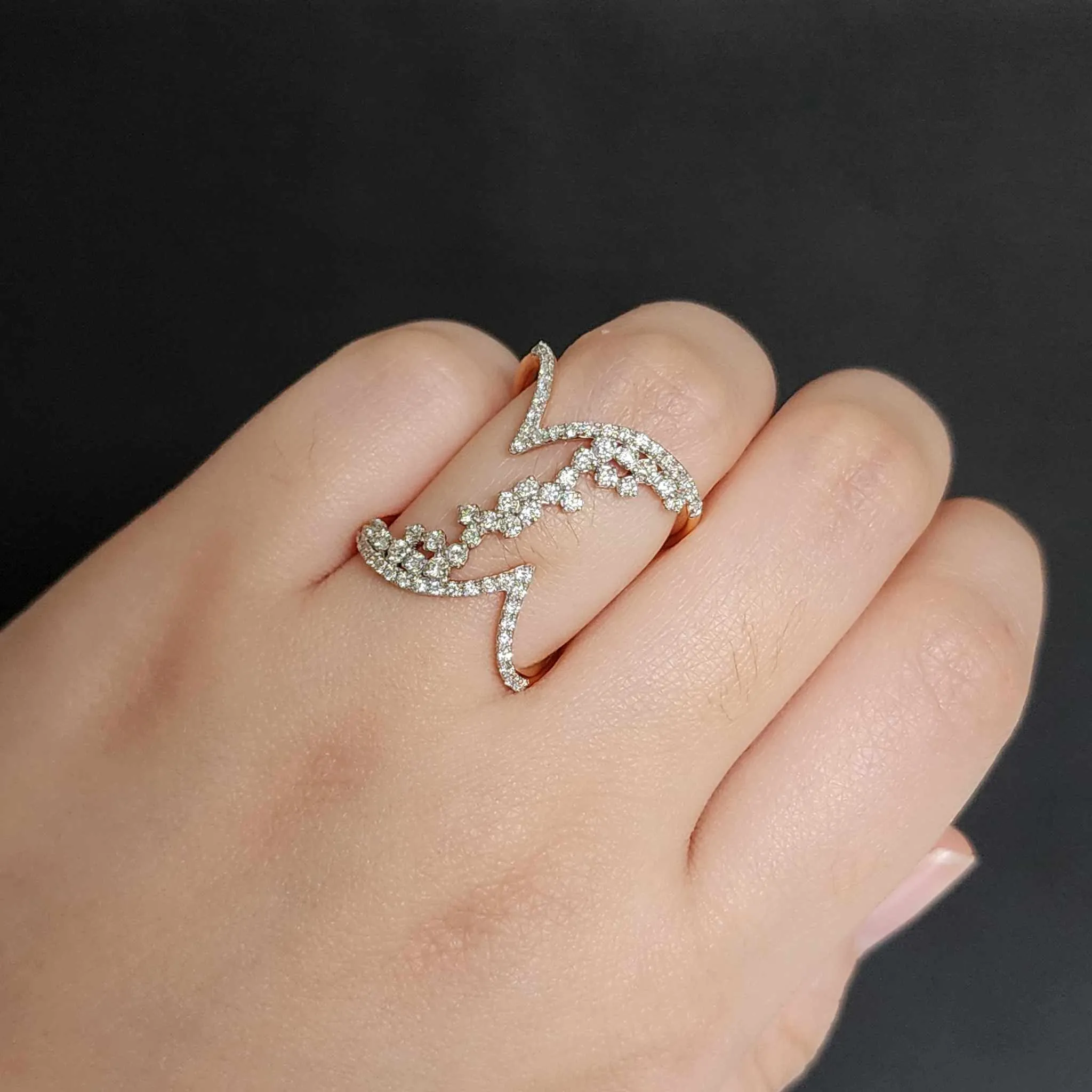 #LVNA2024 | Round Stack Cluster Paved Statement Diamond Ring 18kt