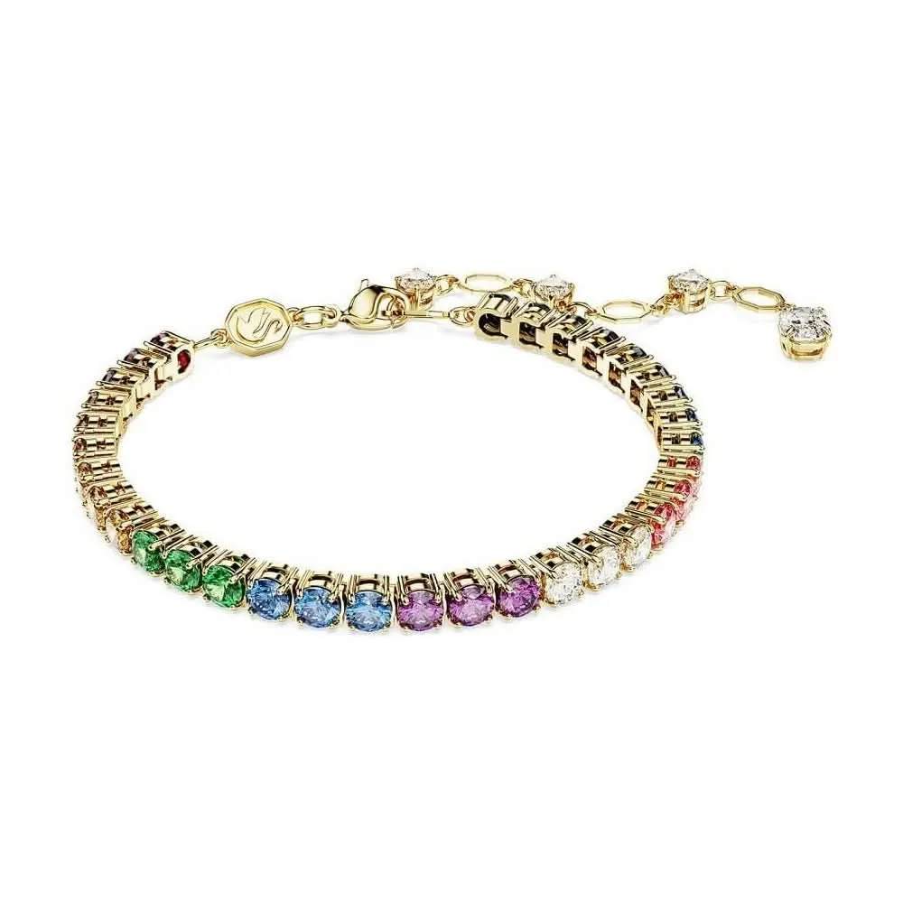 Matrix Gold-tone Plated Multicoloured Round Cut Tennis Bracelet 5685691