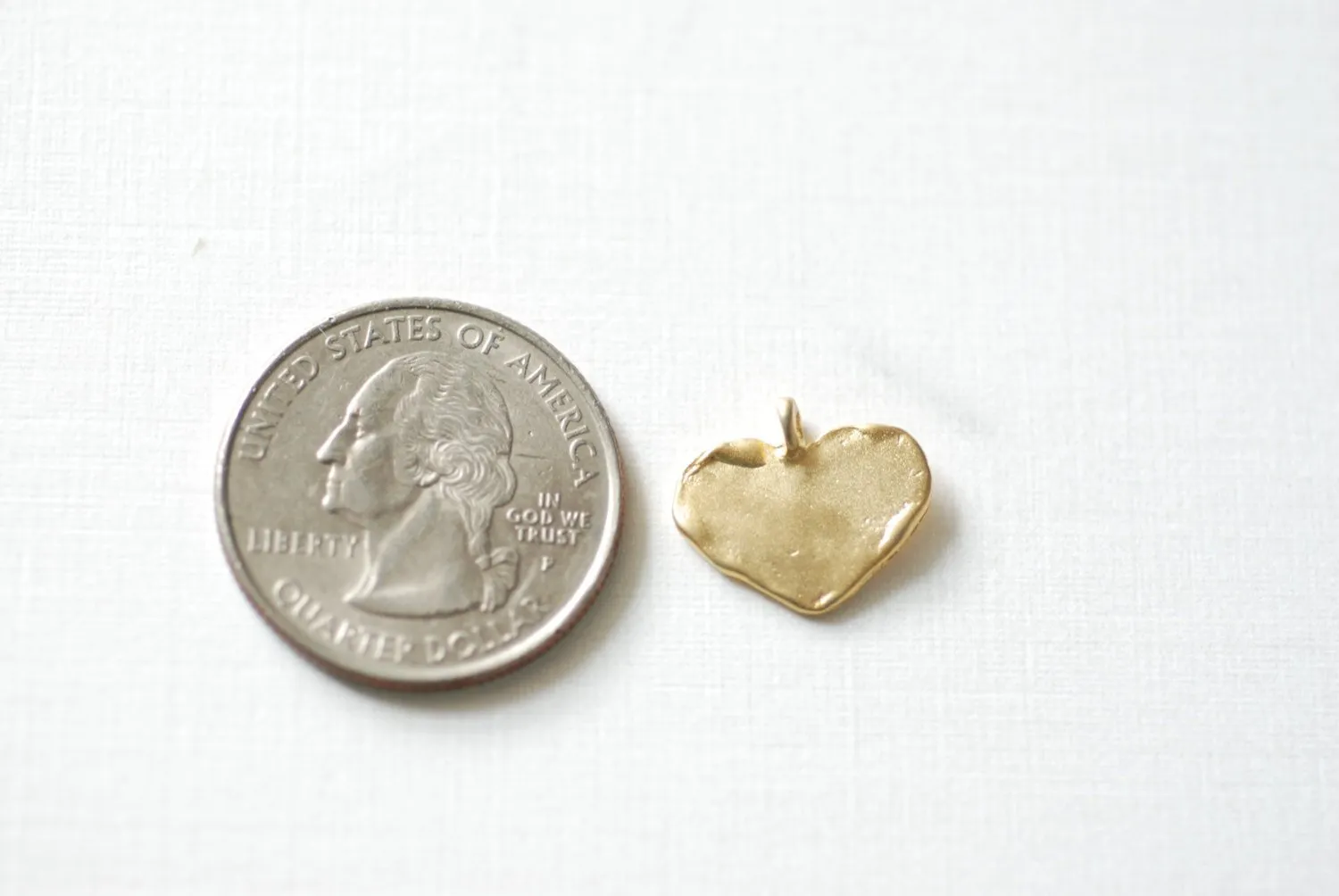 Matte Vermeil Wholesale Gold Heart Charm - 18k gold plated over sterling silver heart pendant, Gold Flat Stamping Heart Blanks, Personalize Heart, 87