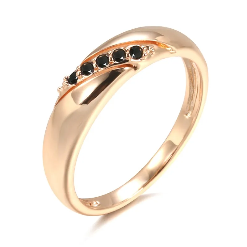 Minimalist Twill Blue Zircon 585 Rose Gold Color Fashion Rings Women
