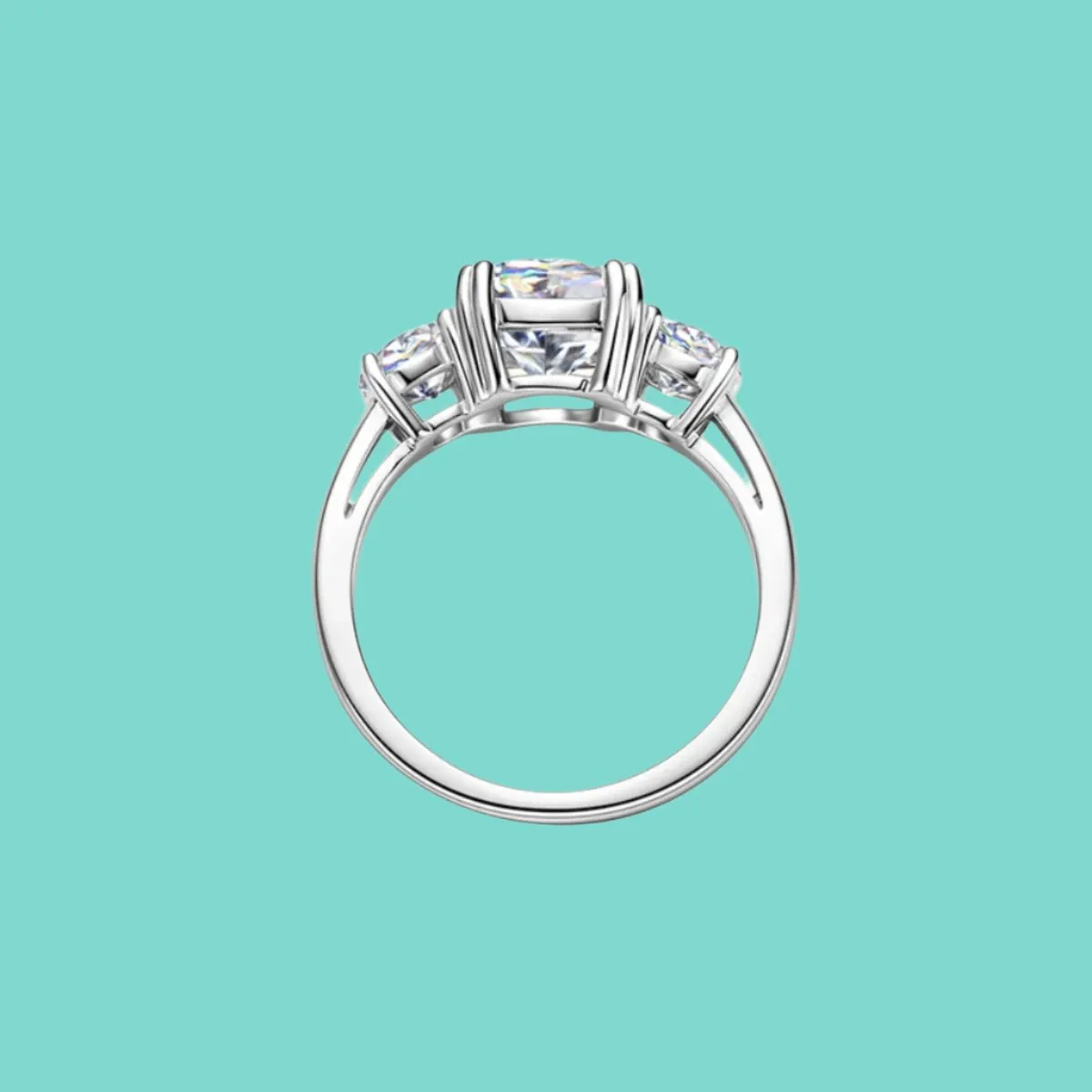 Moissanite Sparkle Platinum Plated Engagement Ring