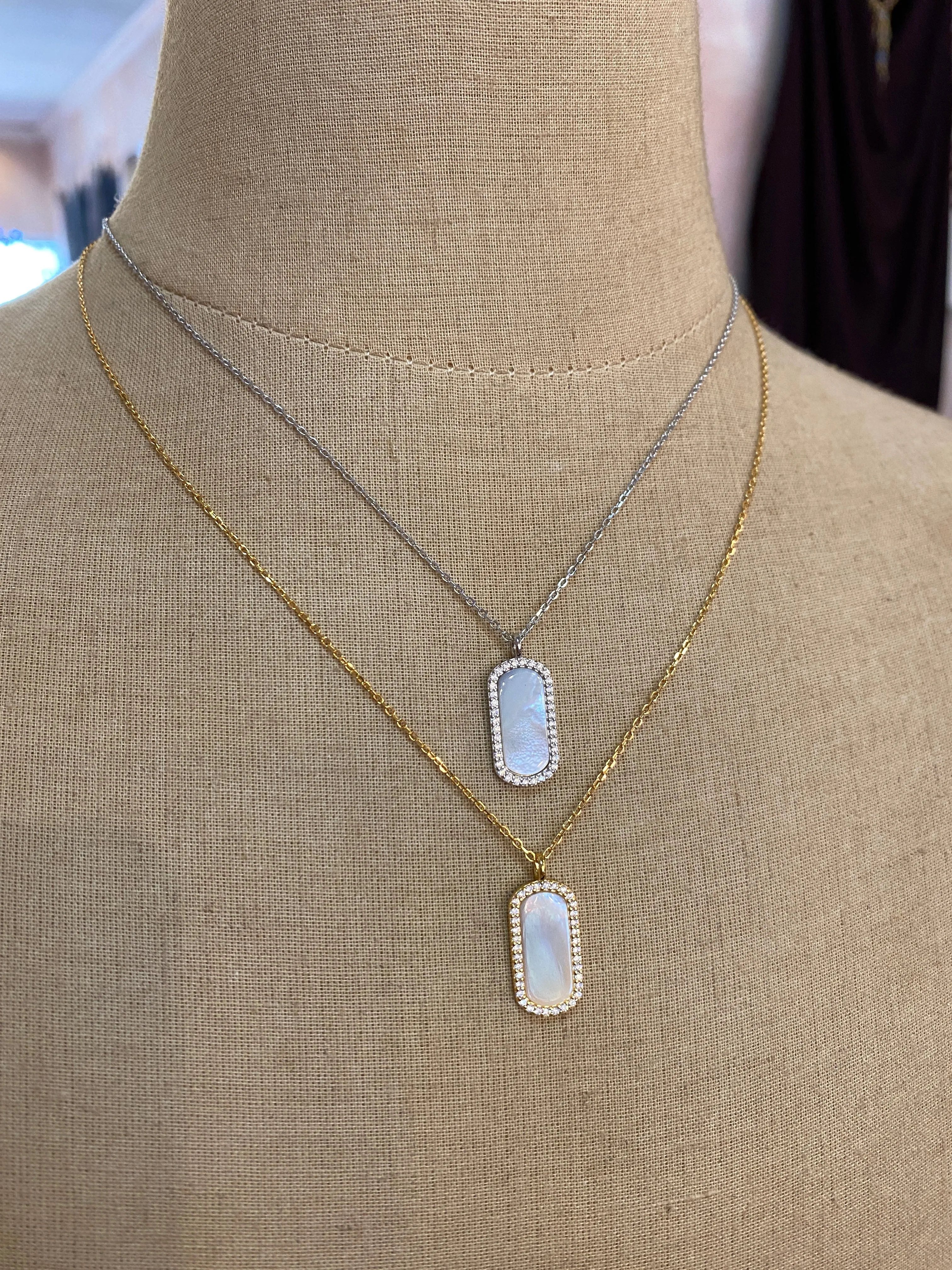 Mother of Pearl Tag Necklace