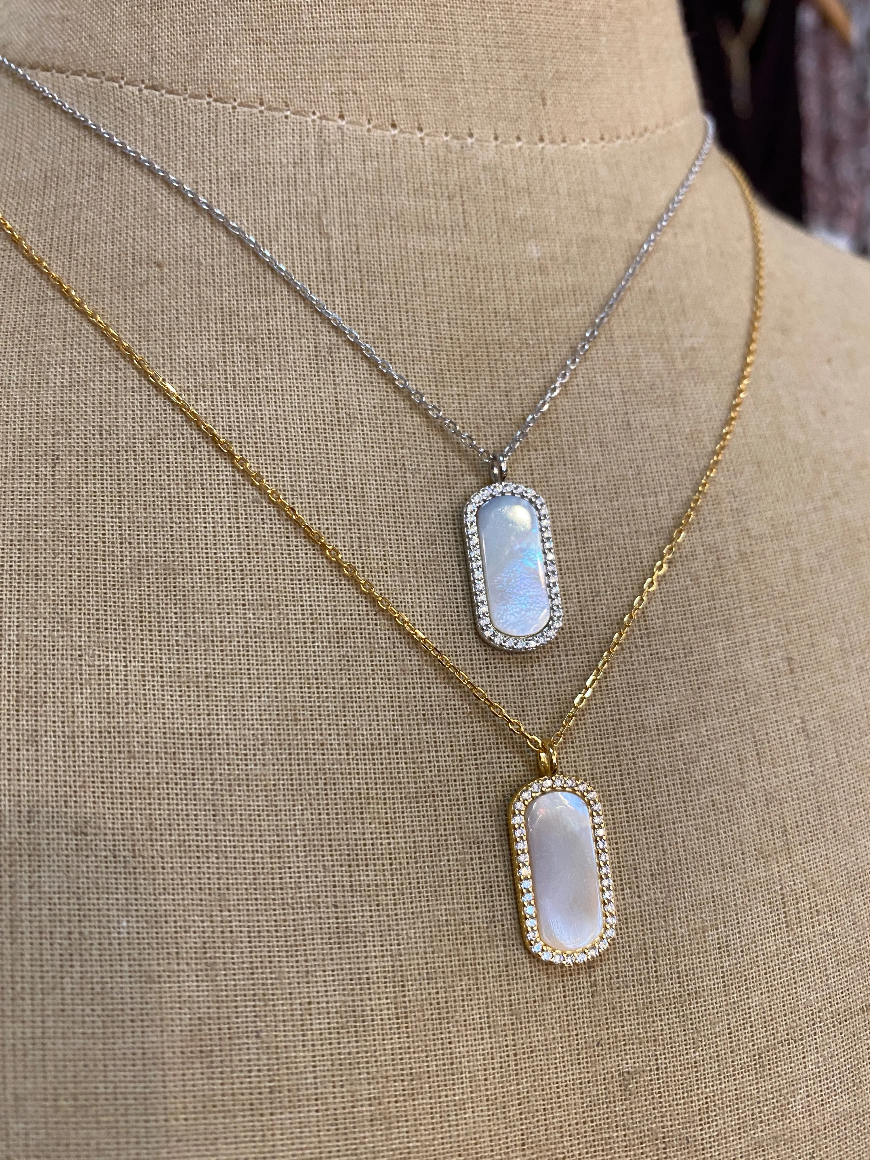 Mother of Pearl Tag Necklace