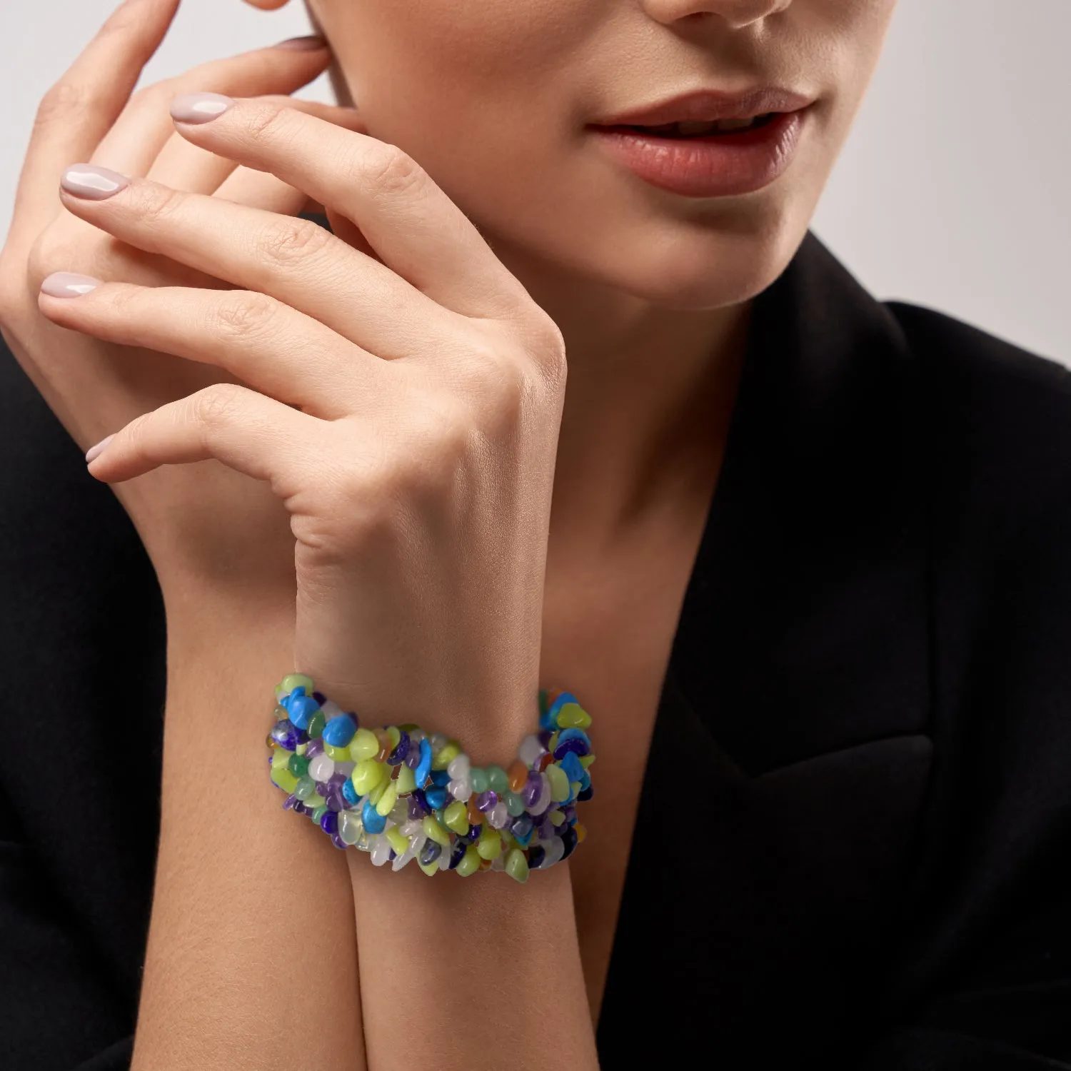 Multi Gemstone<br/>Elasticated Bracelet