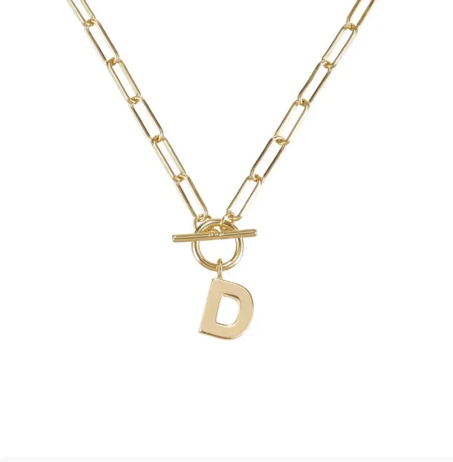 Natalie Wood - Toggle Initial Necklaces in Gold