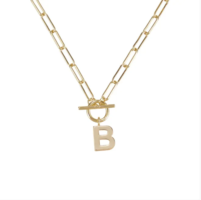 Natalie Wood - Toggle Initial Necklaces in Gold