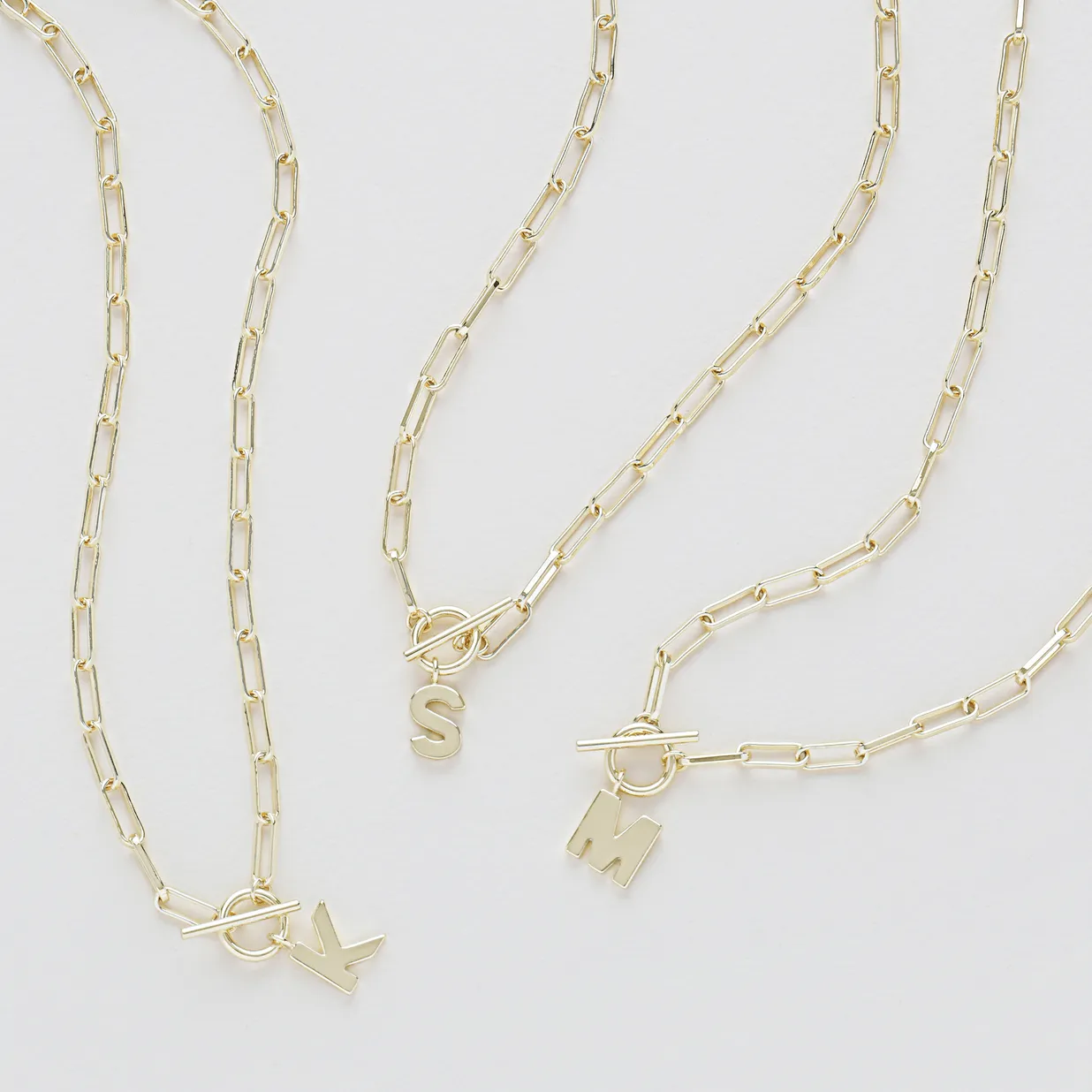 Natalie Wood - Toggle Initial Necklaces in Gold