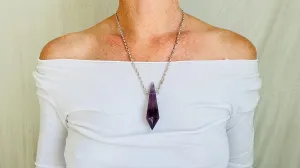 Natural Amethyst Crystal Pendant Necklace. Sterling Silver. Atelier Aadya. Medicine Necklace. 2673