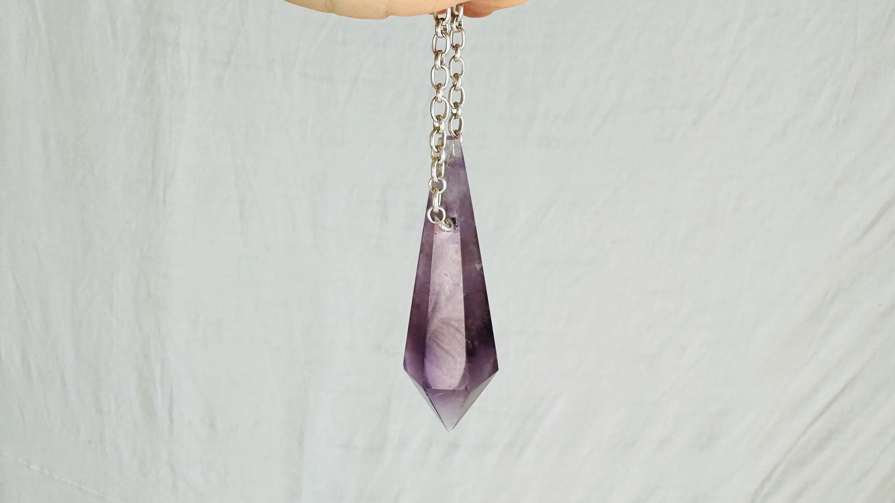 Natural Amethyst Crystal Pendant Necklace. Sterling Silver. Atelier Aadya. Medicine Necklace. 2673