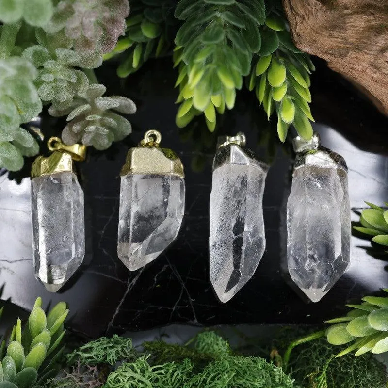 Natural Clear Quartz Point Pendants