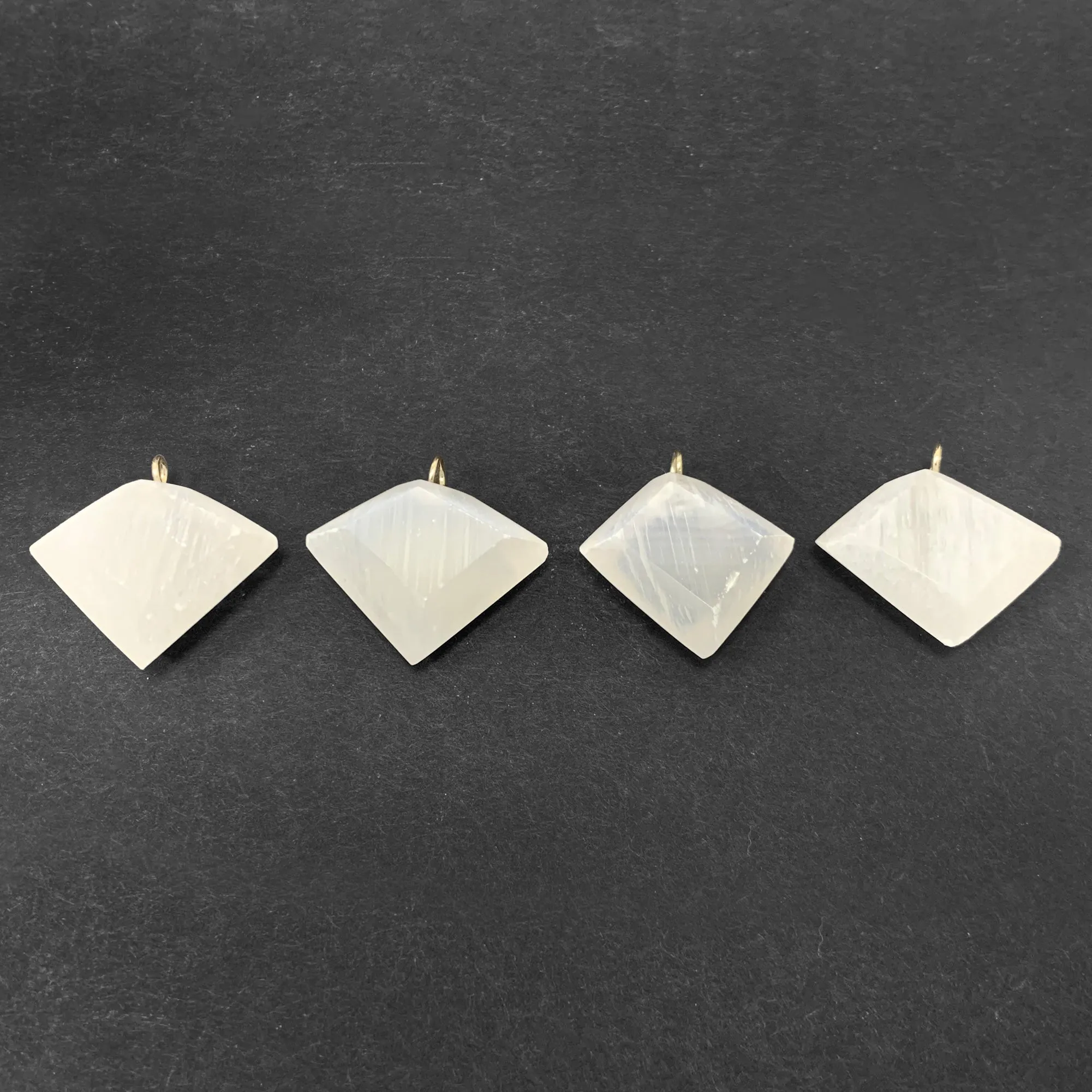 Natural Selenite Diamond Shaped Pendant
