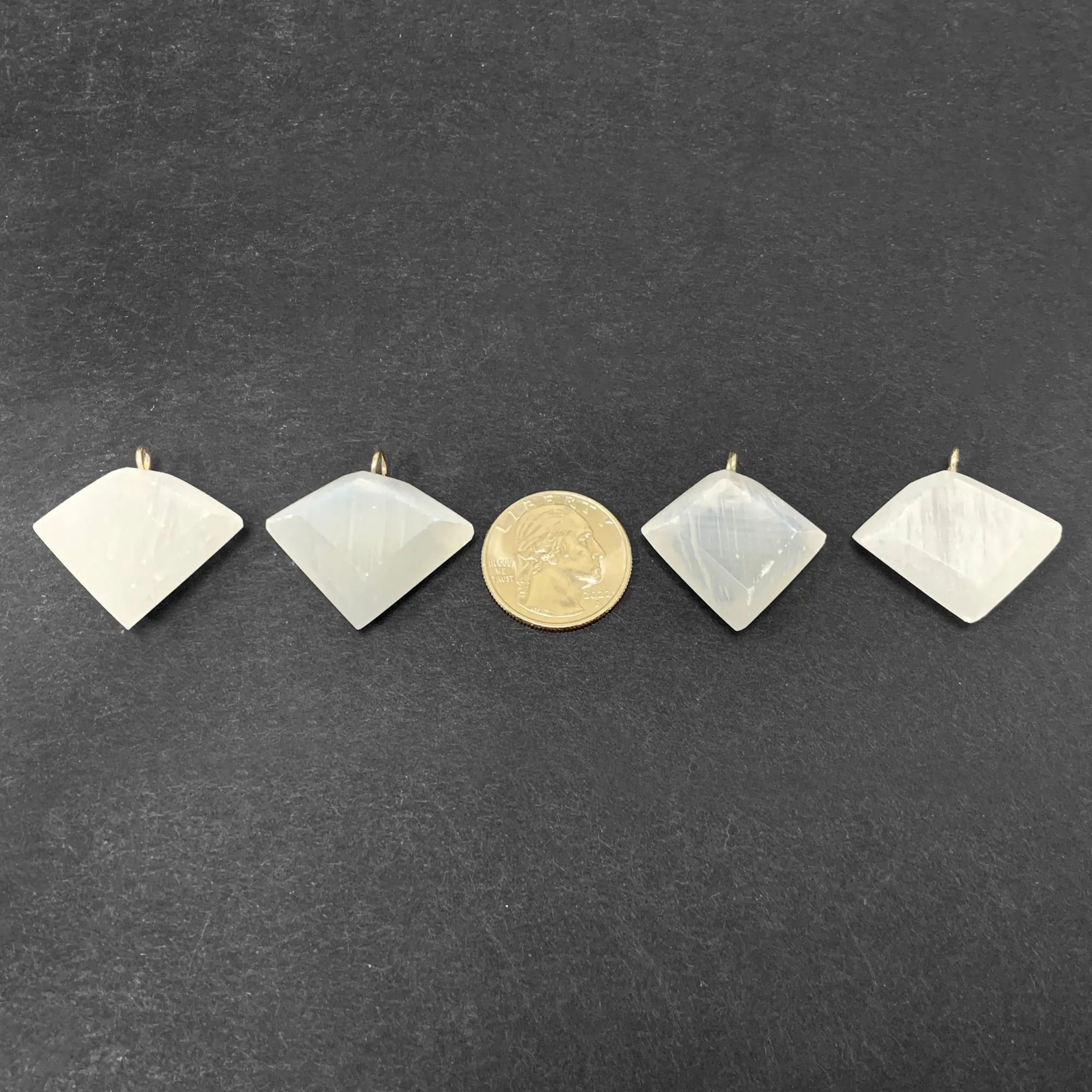 Natural Selenite Diamond Shaped Pendant