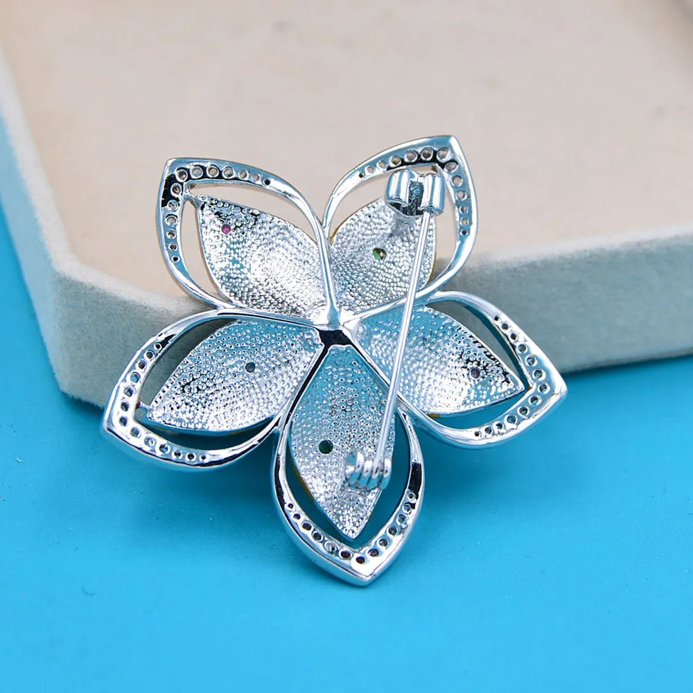 New Arrival Baroque Style Cubic Zirconia Flower Brooches For Women