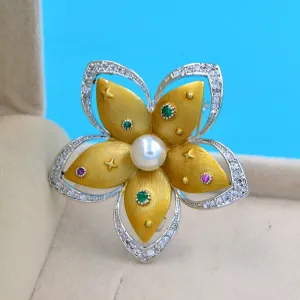 New Arrival Baroque Style Cubic Zirconia Flower Brooches For Women