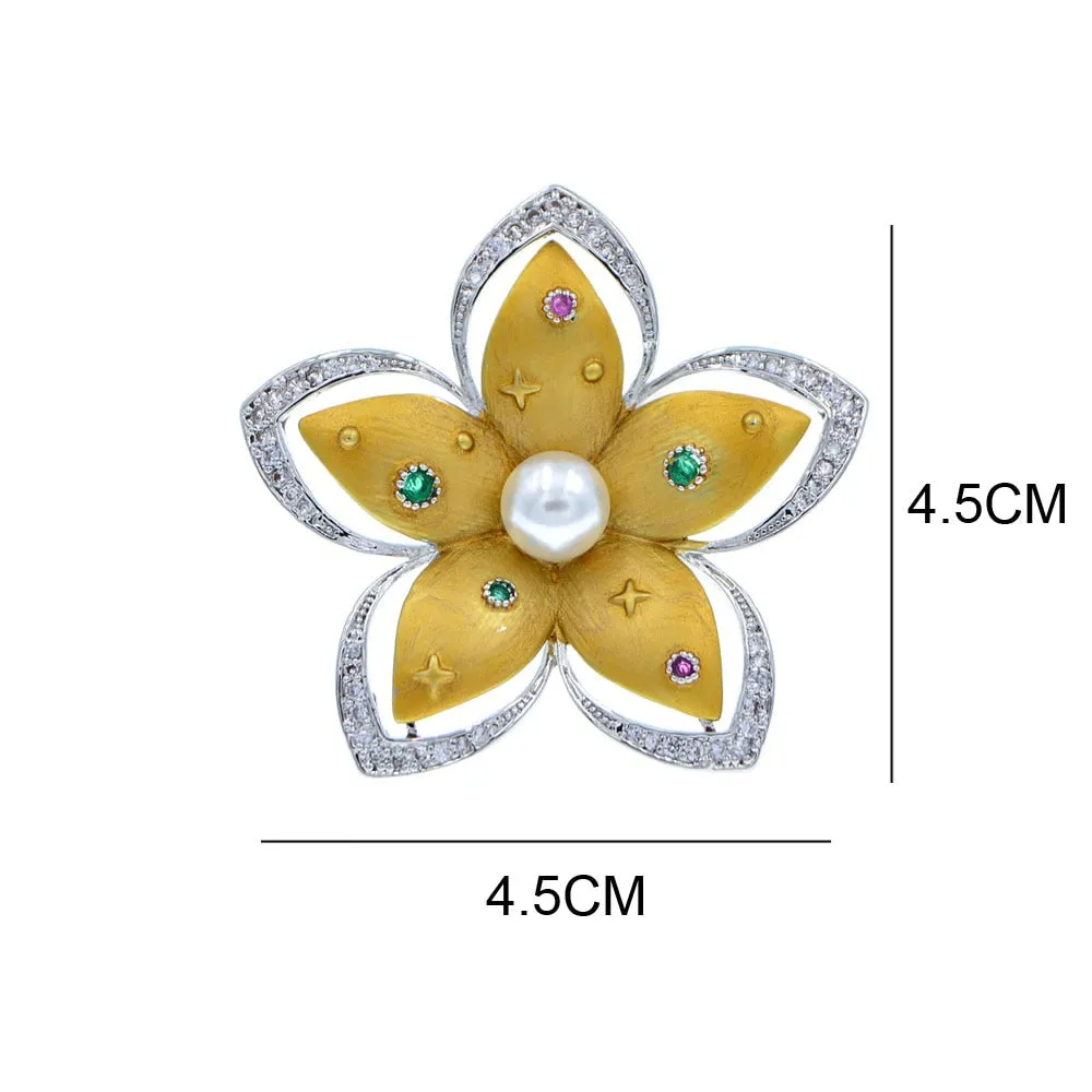 New Arrival Baroque Style Cubic Zirconia Flower Brooches For Women