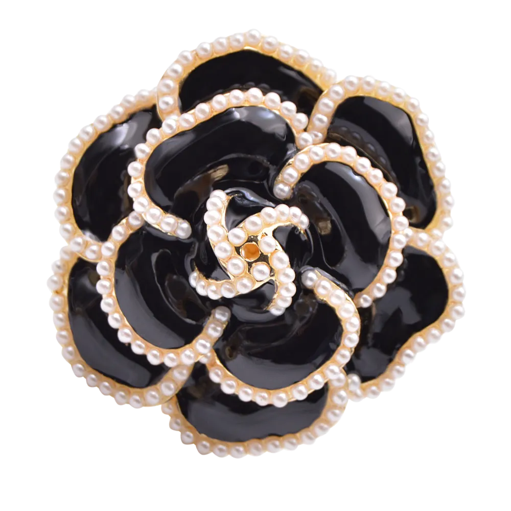 New Arrival Pearl Enamel Camellia Brooches For Women