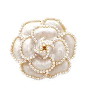 New Arrival Pearl Enamel Camellia Brooches For Women