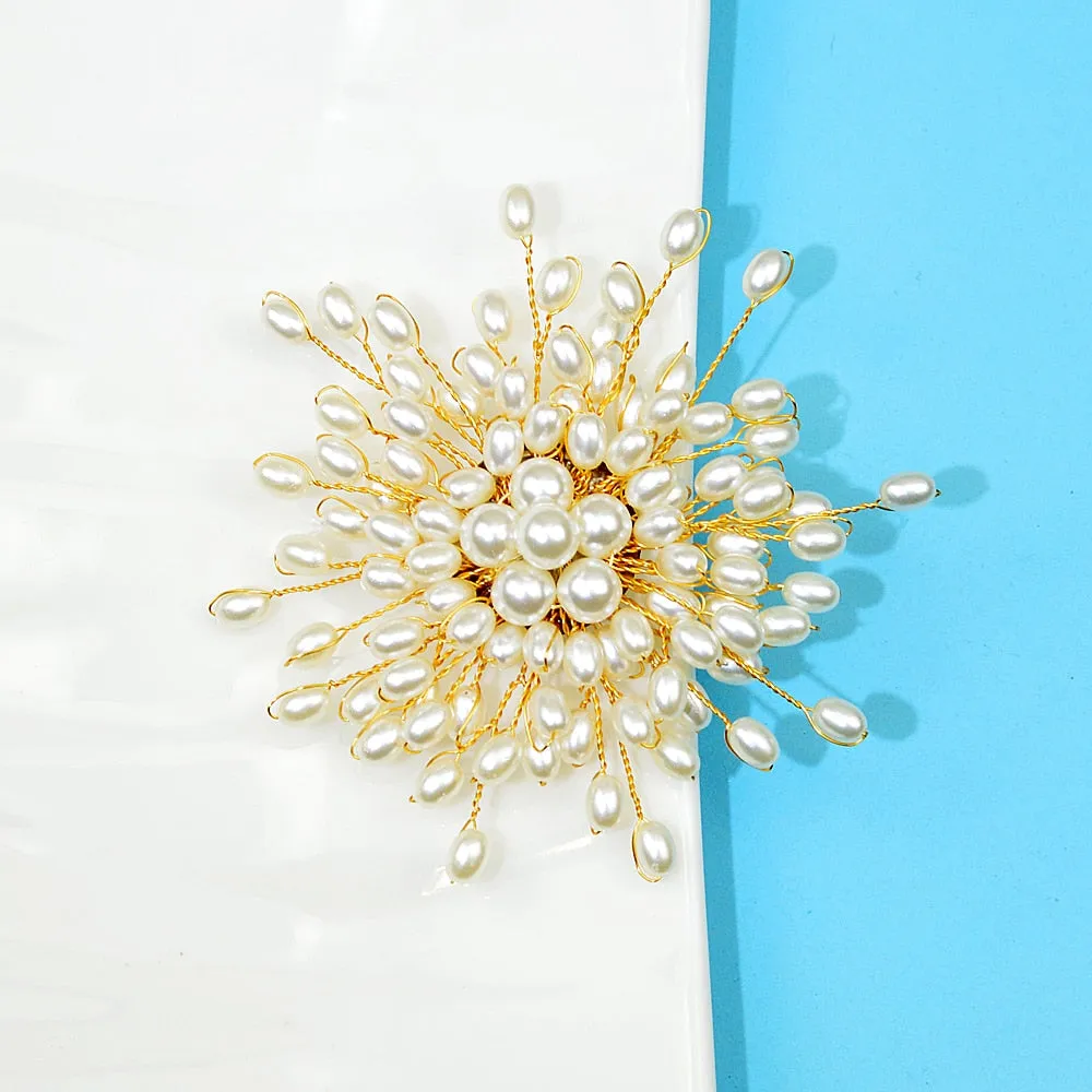 New Handmade Pearl Flower Brooches For Women