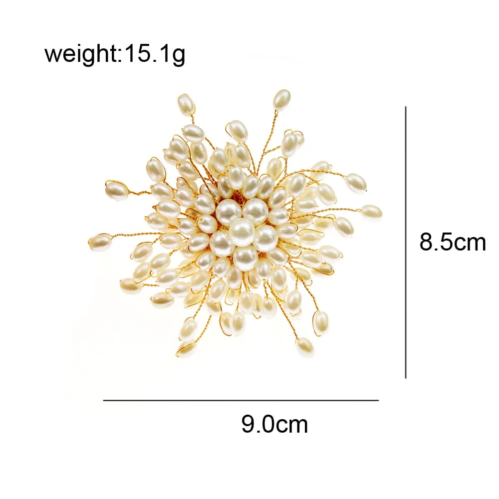 New Handmade Pearl Flower Brooches For Women