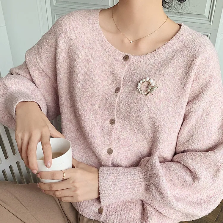 New Pearl and Rhinestone Circle Brooches for Women