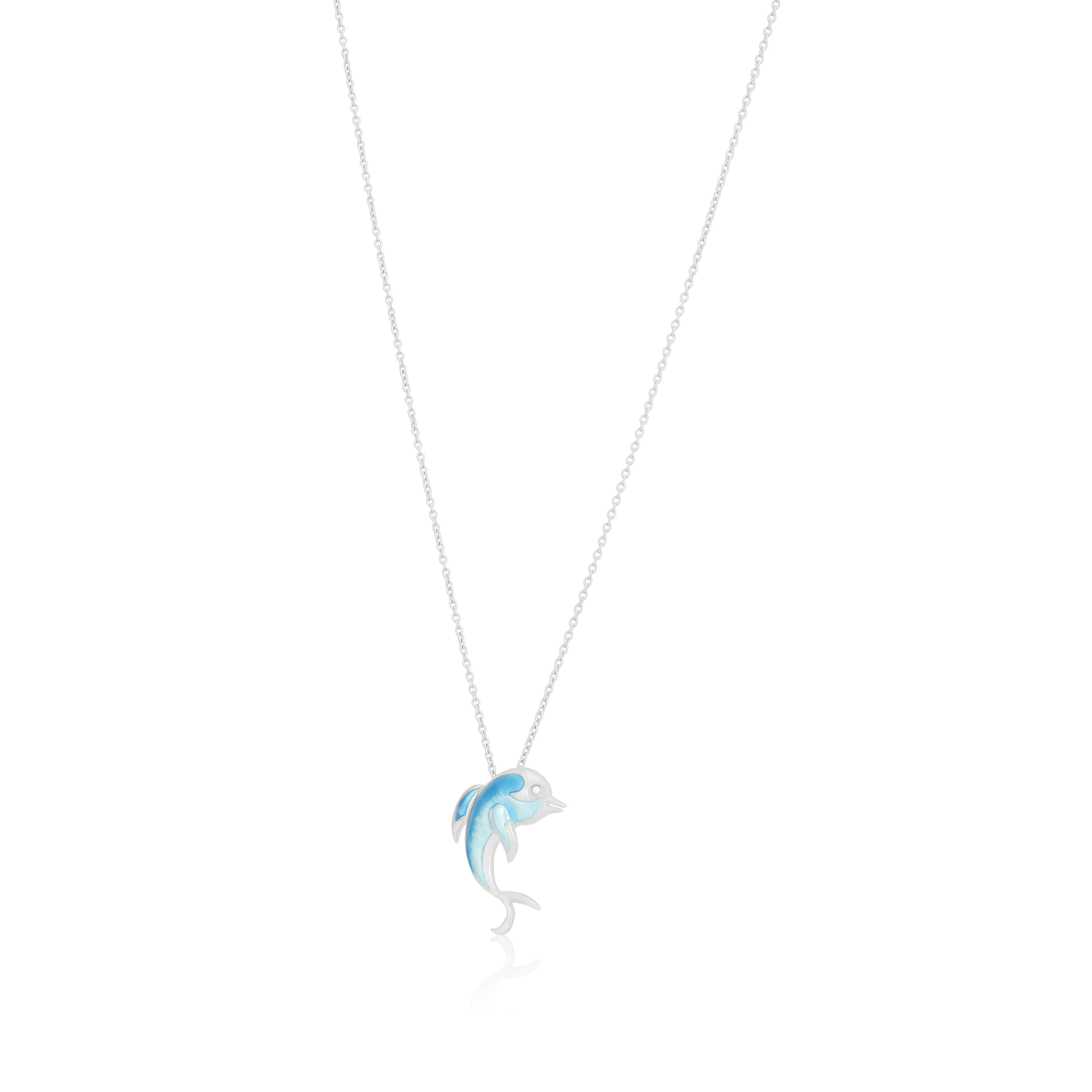 Ocean’s Solitude Dolphin Rhodium Plated Chain Pendants