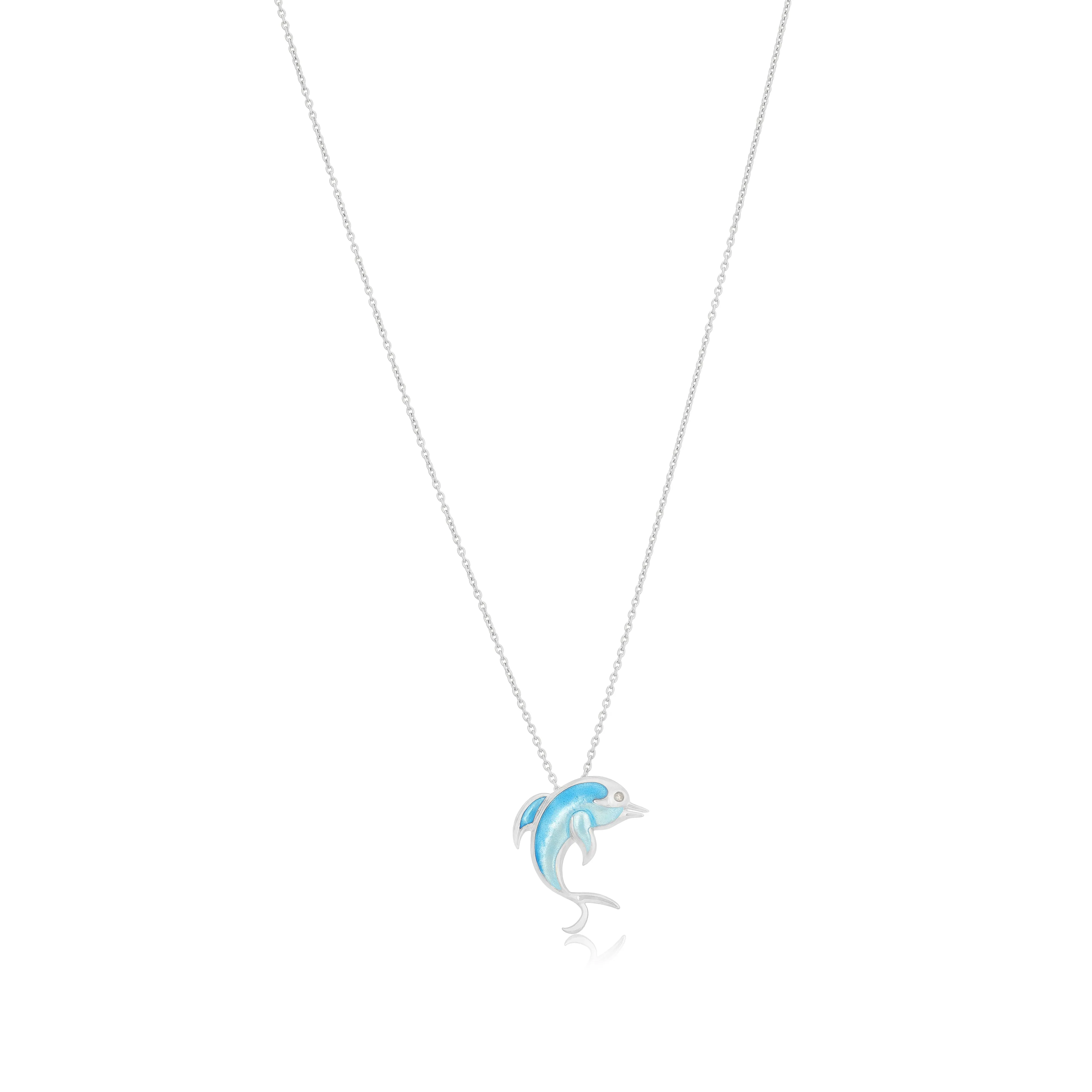 Ocean’s Solitude Dolphin Rhodium Plated Chain Pendants