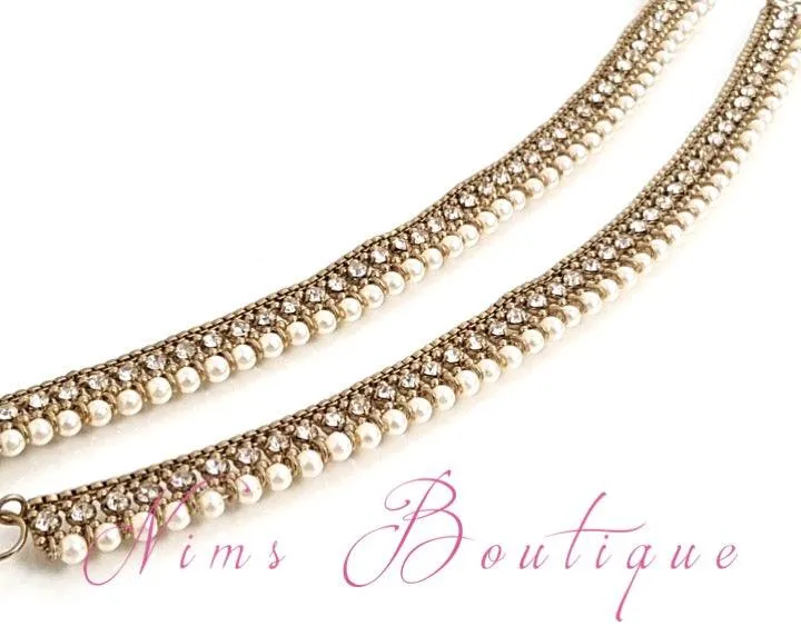 Pair of Royal Antique Gold & Pearl Anklets