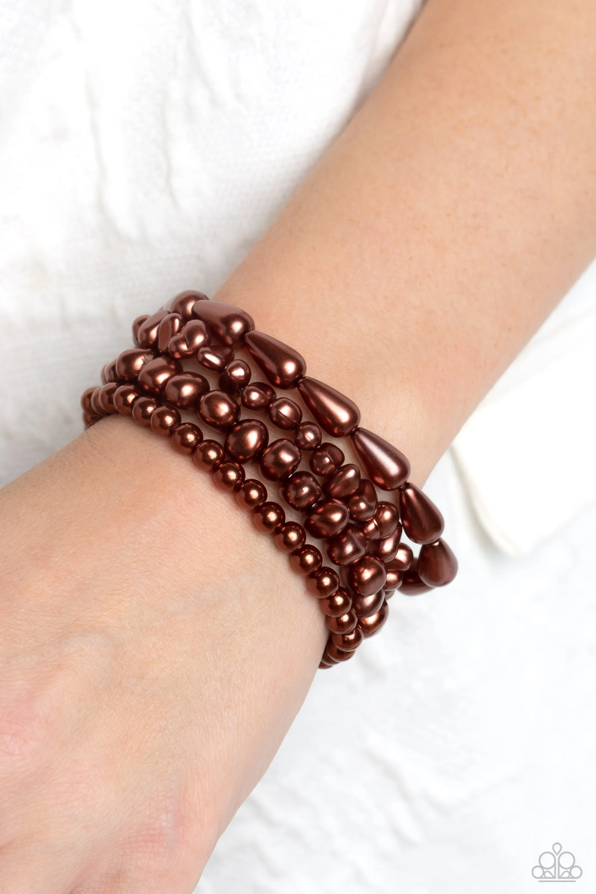 Paparazzi Gossip PEARL - Brown  Bracelet P9RE-BNXX-183XX