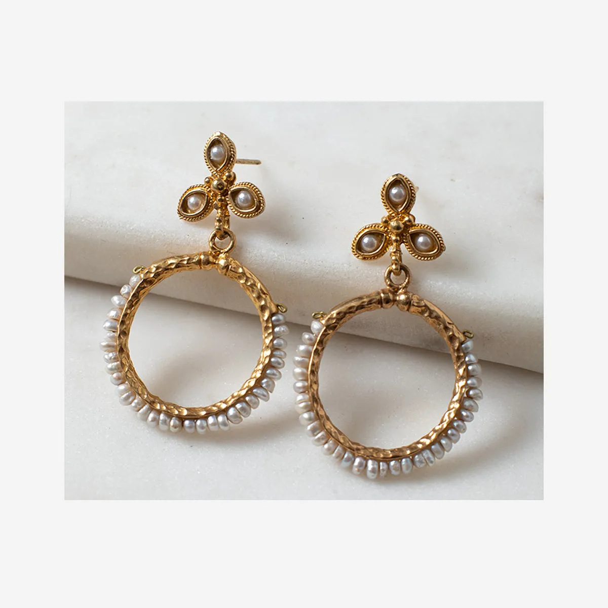 PEARL HOOP EARRINGS