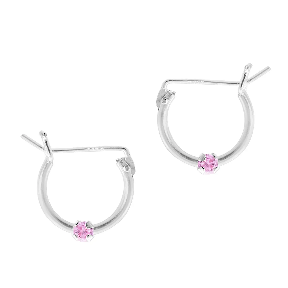 Pink Gemstone Hoop Earrings