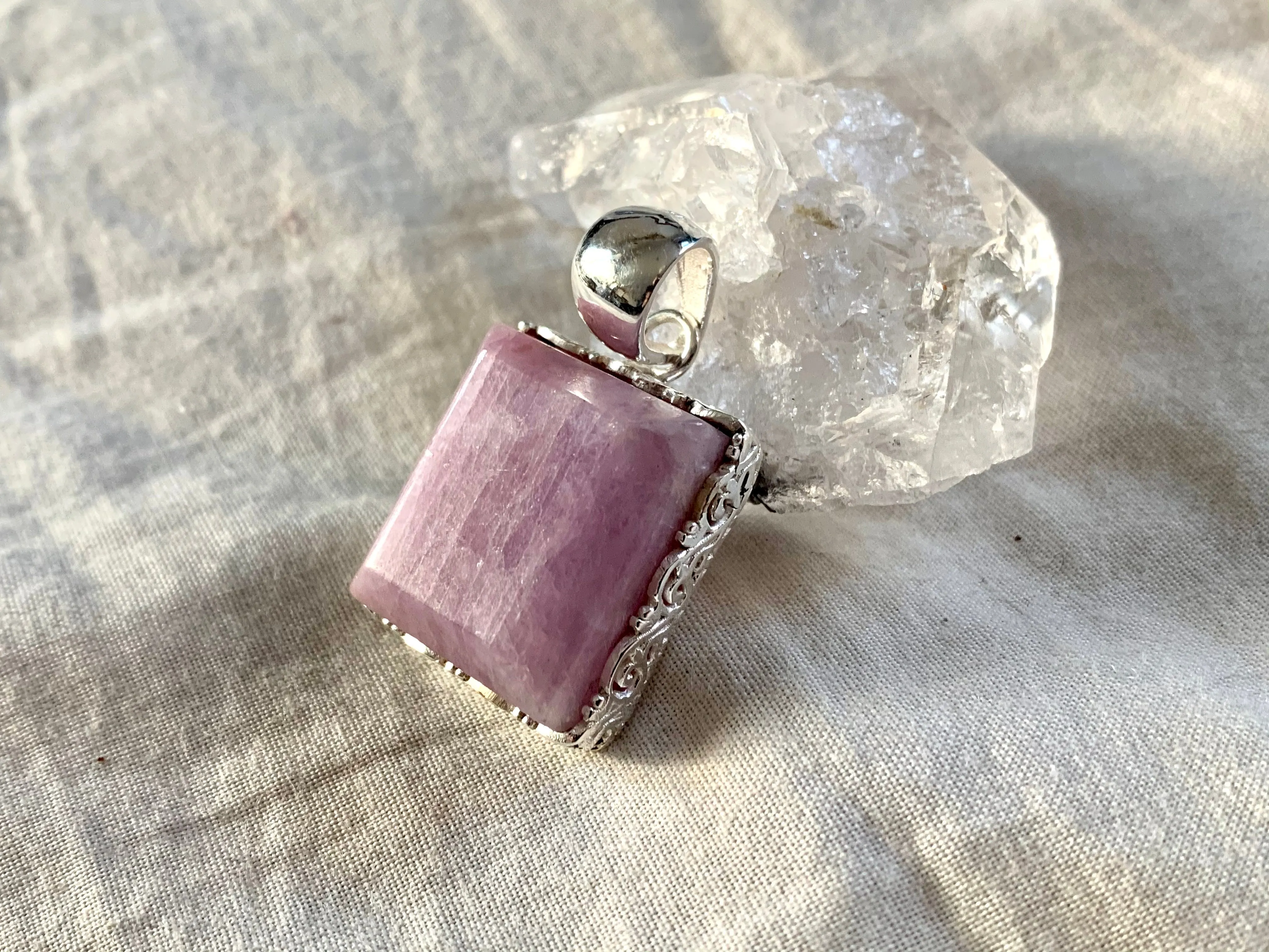 Pink Kunzite Lilith Pendant - Square
