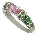Pink Sapphire and Green Emerald Pinky Ring