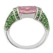 Pink Sapphire and Green Emerald Pinky Ring