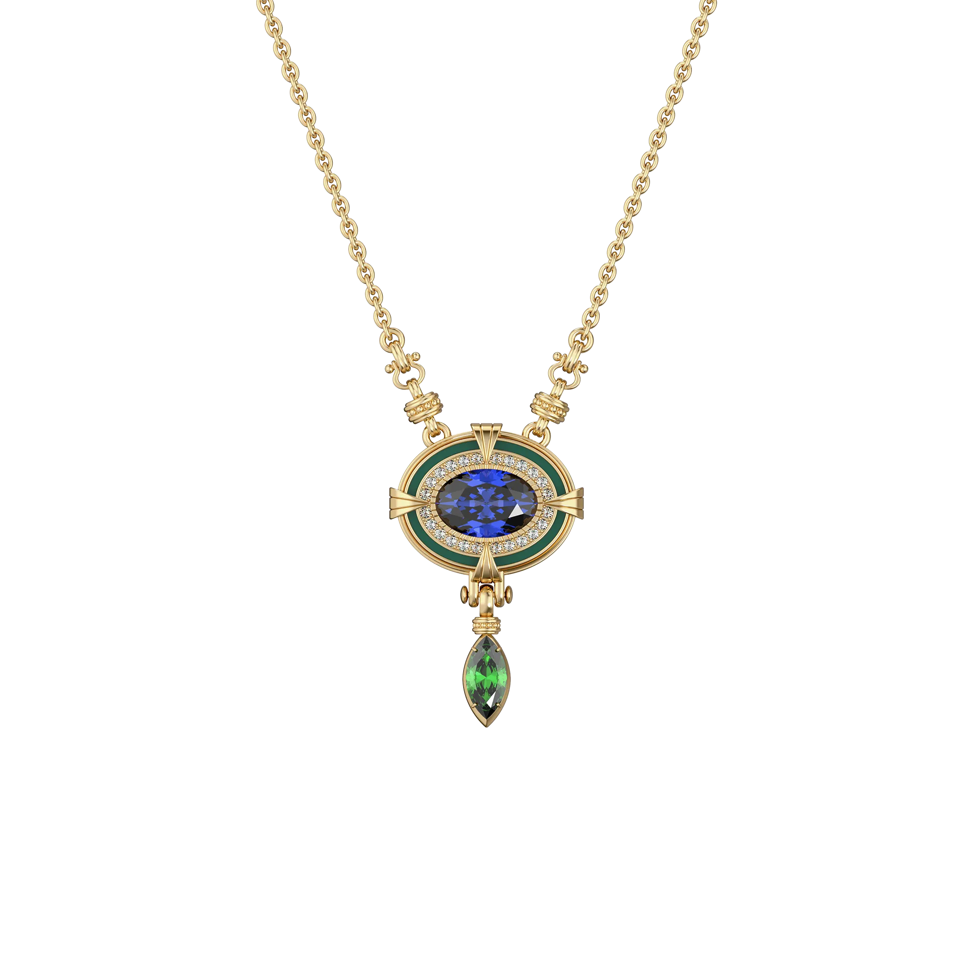 Époque Gemstone Diamond Necklace