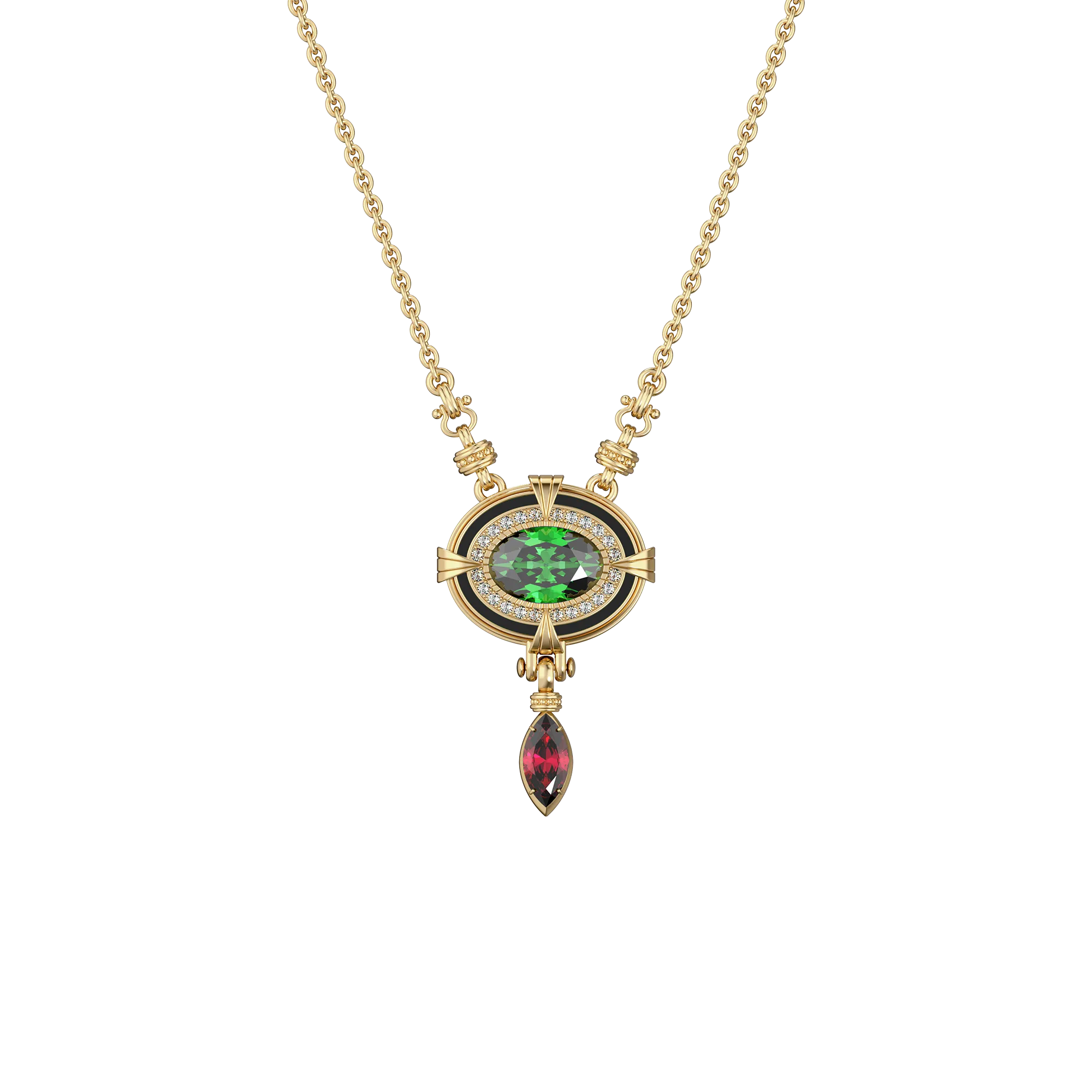 Époque Gemstone Diamond Necklace