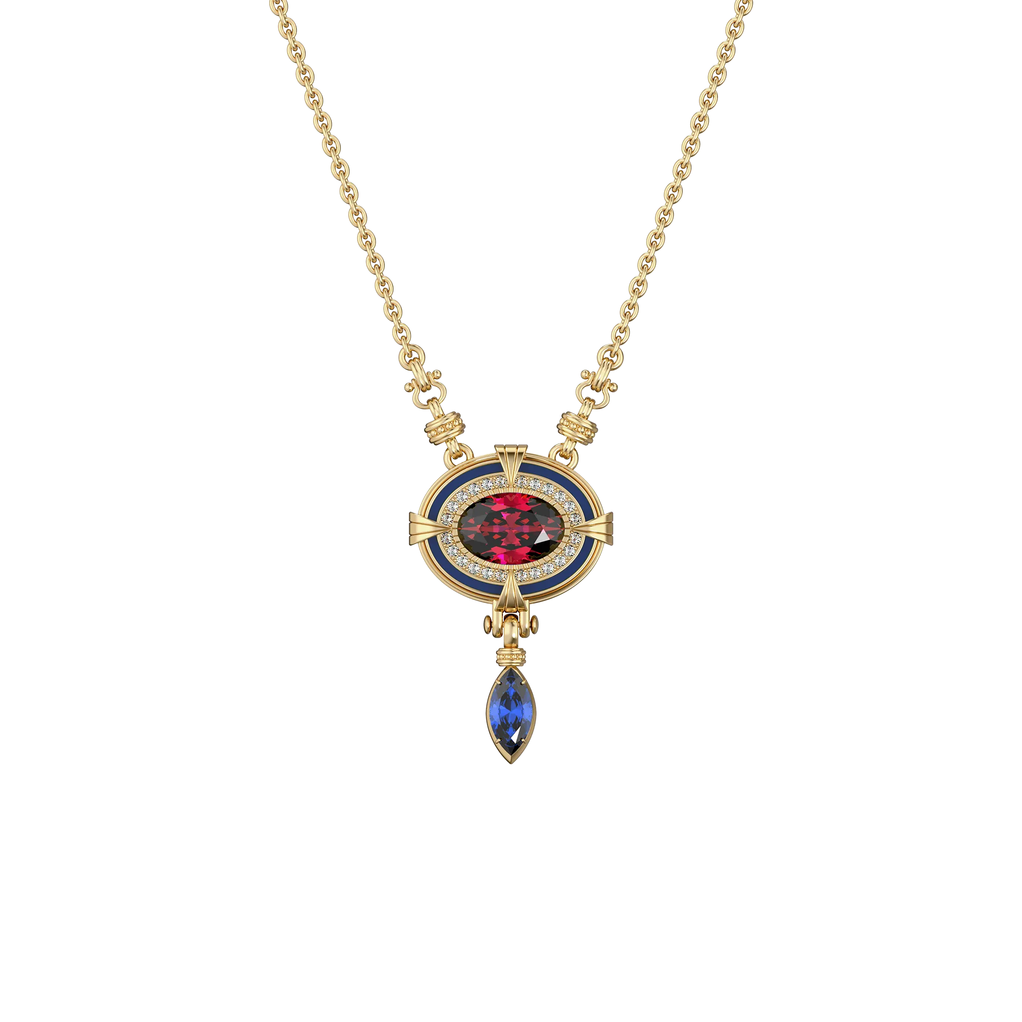 Époque Gemstone Diamond Necklace